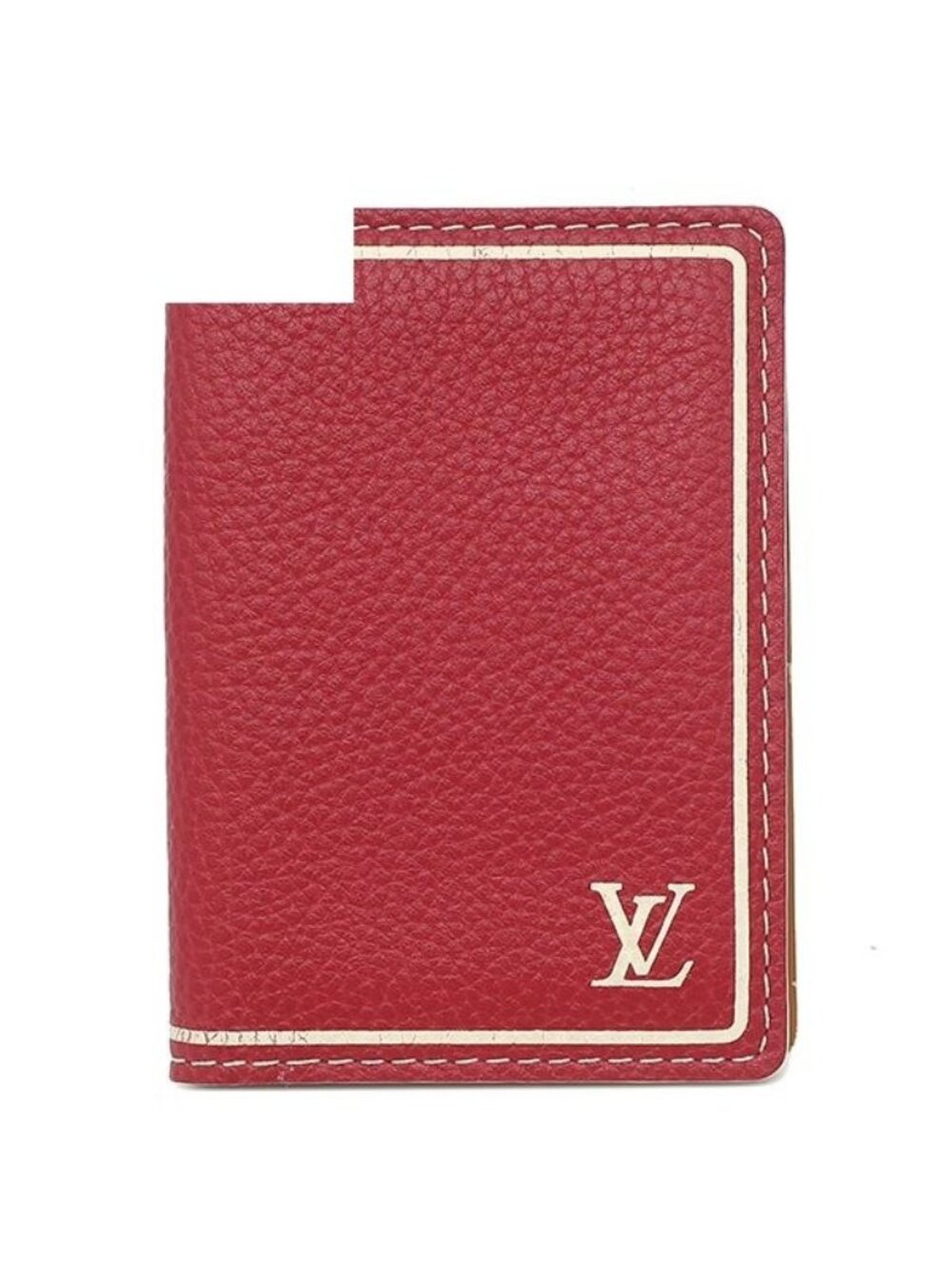 Louis Vuitton Card Case Pocket Organizer Leather Red Brown Business
